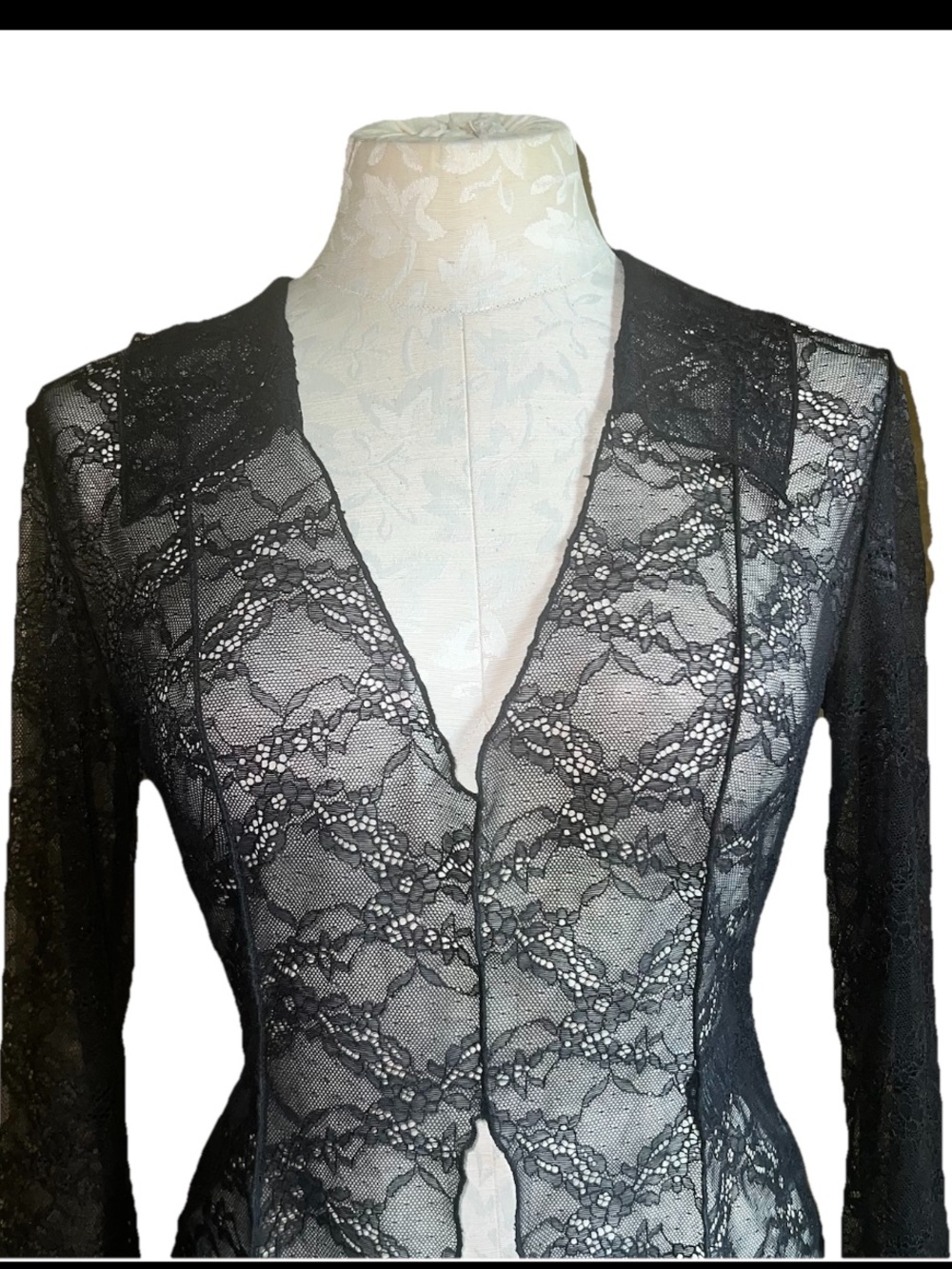 Urban Outfitters Moonlit Sheer Black Lace Flyaway Top - Size Medium - Picture 4 of 14